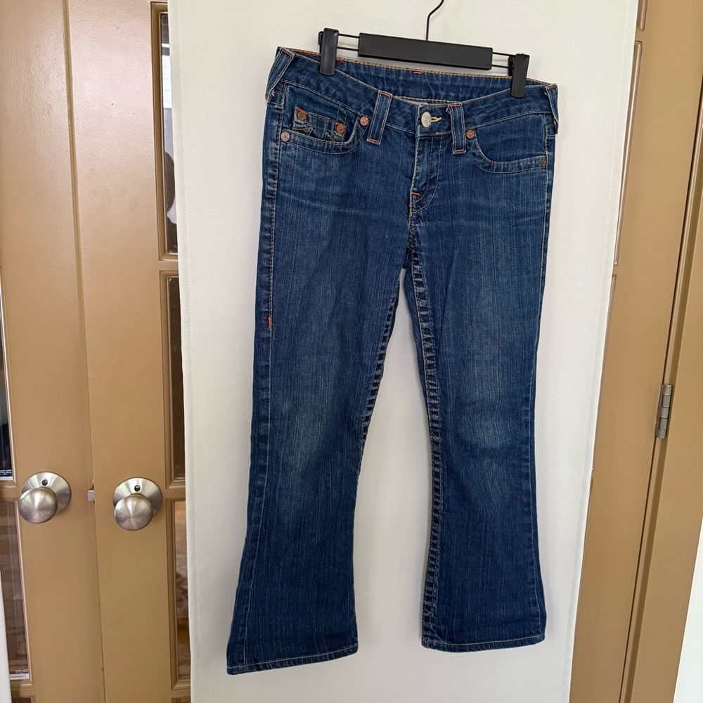 True Religion Womens 28 Blue Medium Wash Low Rise Boot Cut Denim Jeans